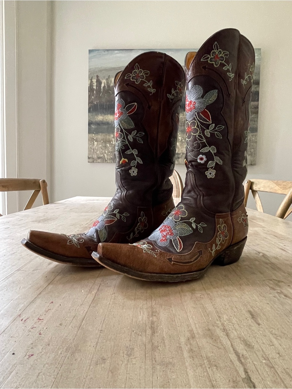 Old Gringo Bonnie cowgirl boots Size 8.5 brown with multicolor flowers